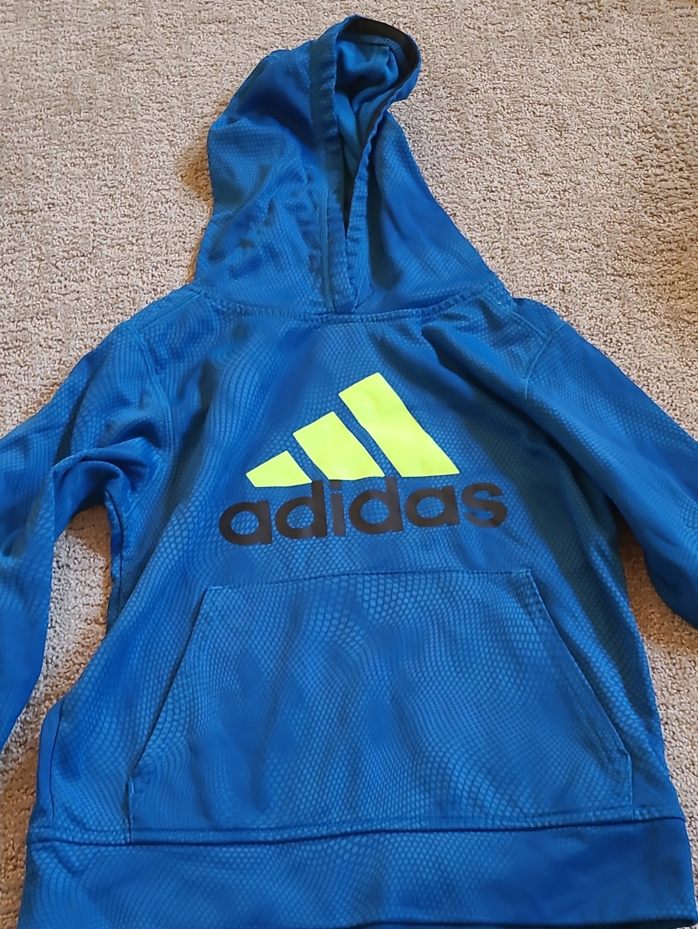 adidas Youth Electric Blue Hoodie with Neon Yellow Logo